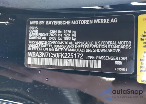 2015 BMW 428I from USA, damaged, VIN WBA3N7C50FK225172